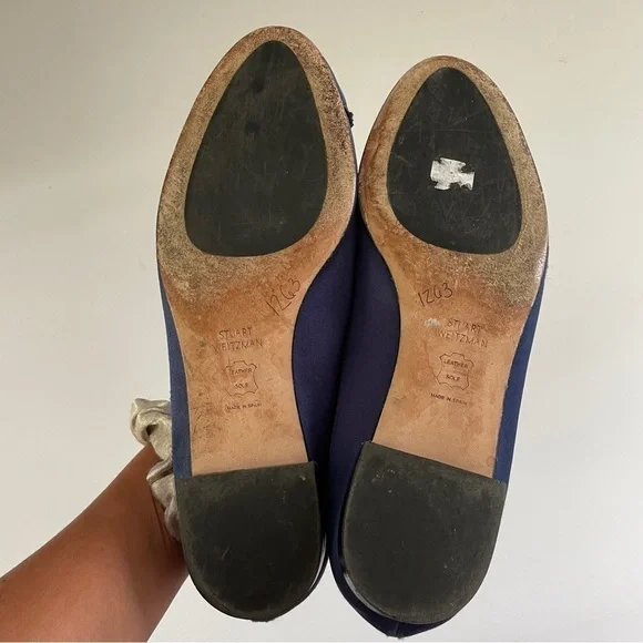 Stuart Weitzman Blue Midnight Satin Flats Loafers - Picture 10 of 10
